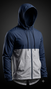 Rain jacket, windbreaker, Rain coats (Blue+Gray) Long-Fit