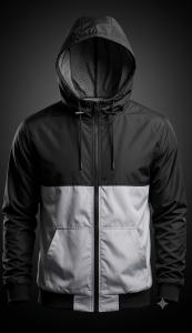Rain jacket, windbreaker, Rain coats Gary + Black (Long-Fit)